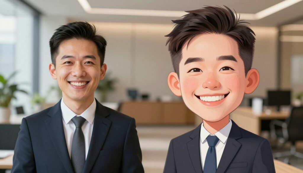 caricatura usando foto com iluminação adequada