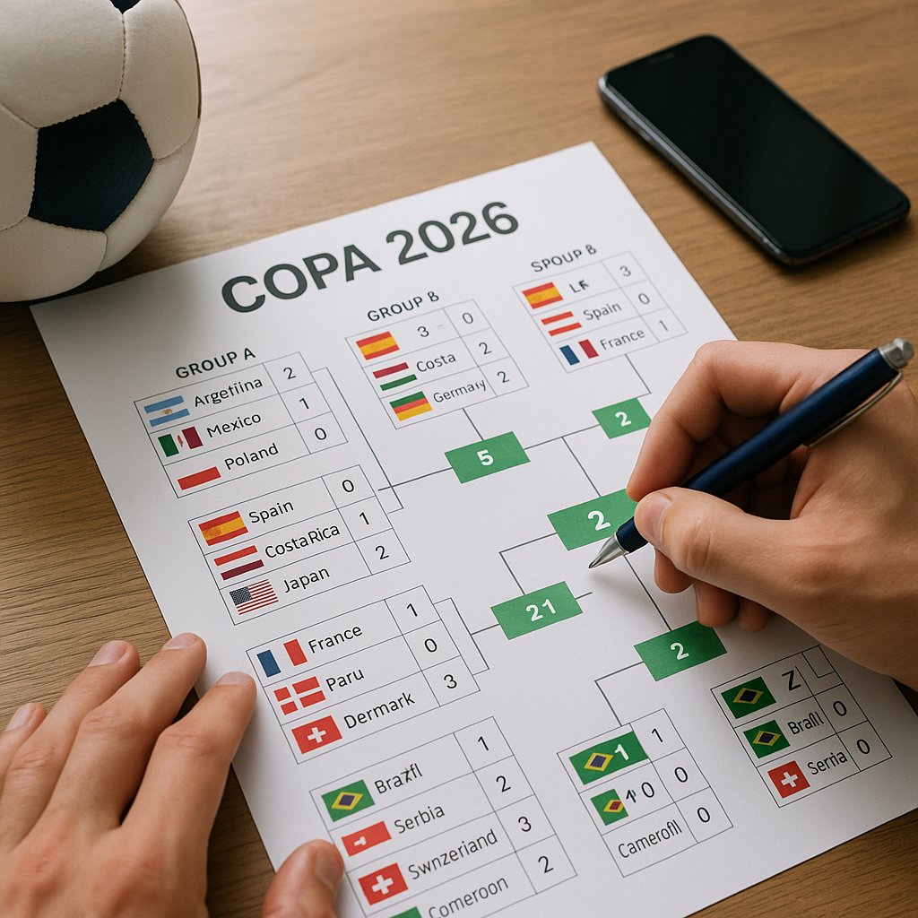 Simulador da Copa 2026 com jogos e resultados